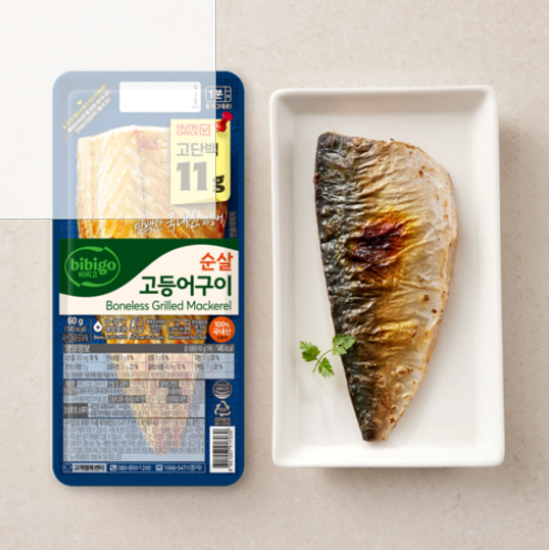 비비고 고단백 순살 고등어구이, 60g, 1개
